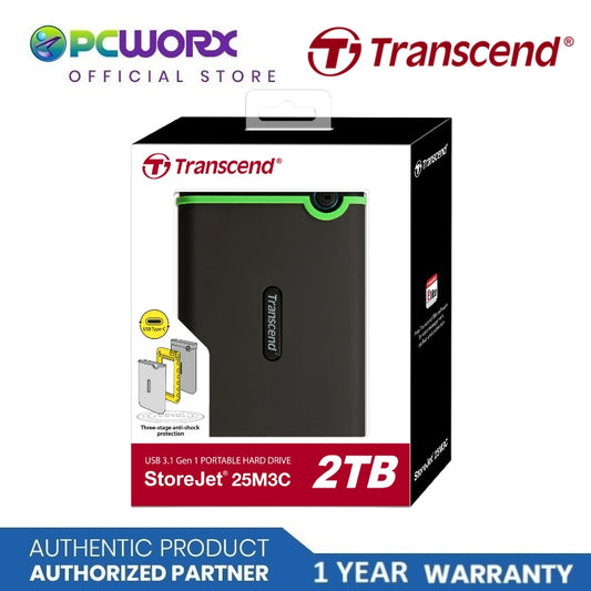 Transcend TS2TSJ25M3C 2TB USB3.1 Gen1 StoreJet 2.5 Rugged External Hard Drive