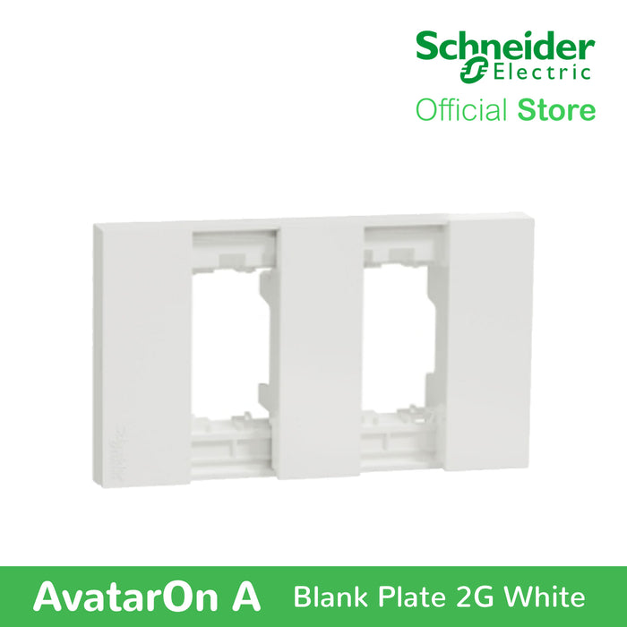 Schneider AvatarOn A 2 gangs Blank Plate - WHITE M3T02-WE