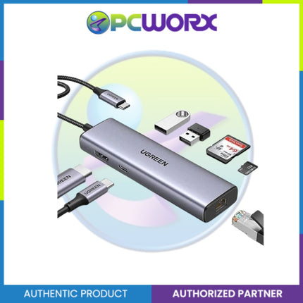 Ugreen CM512/90568 7in1 USB-C to 2*USB3.0+HDMI+RJ45+SD&TF +PD Gray