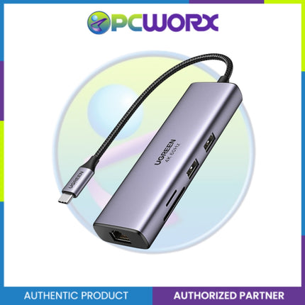 Ugreen CM512/90568 7in1 USB-C to 2*USB3.0+HDMI+RJ45+SD&TF +PD Gray