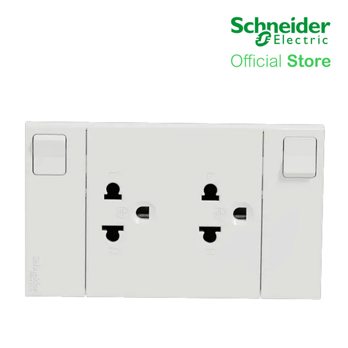 Schneider AvatarOn A Switched Socket Universal 16 A, 250 V, 2G, 3 pin M3T-SIS-WE | Switch Outlet