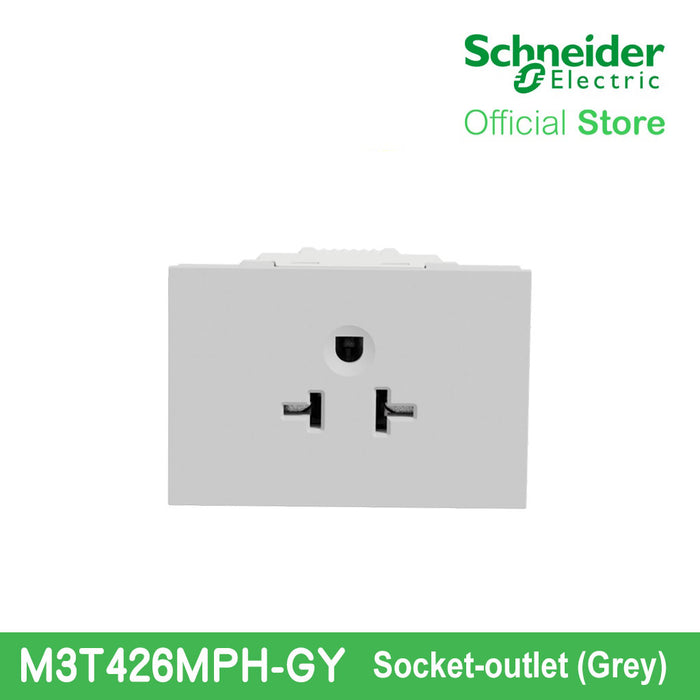 Schneider Socket Outlet Avataron A American 20A 250V 3 Pin 2S Sized Grey M3T426MPH-GY