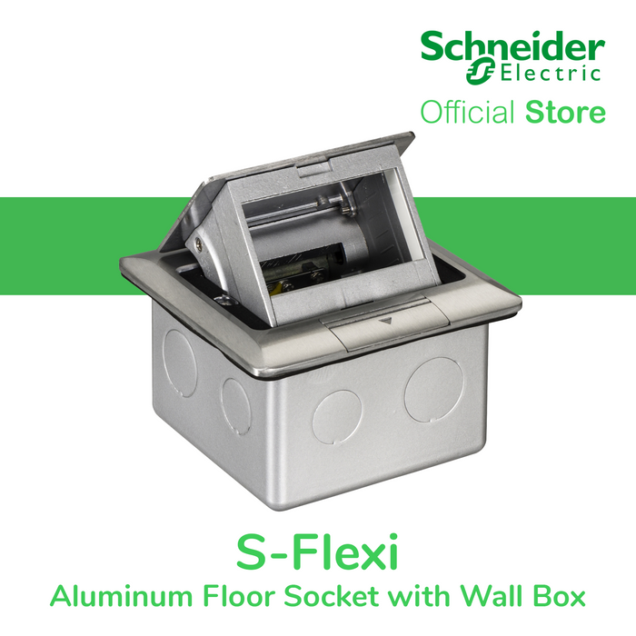 S-Flexi Aluminum Empty Floor Socket with Wall Box by Schneider Electric (E224F-ABE)