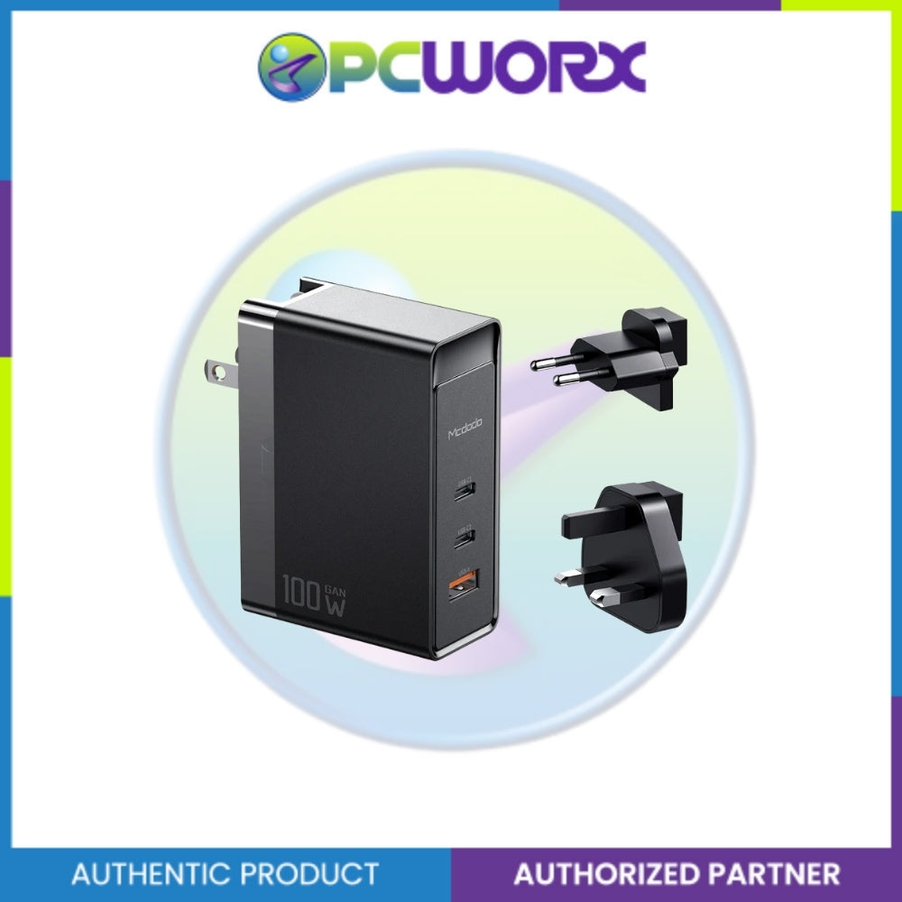 Mcdodo CH-8101 Pro 100W 2C+1A GAN Universal Travel Adapter (UK/US/EU) Black