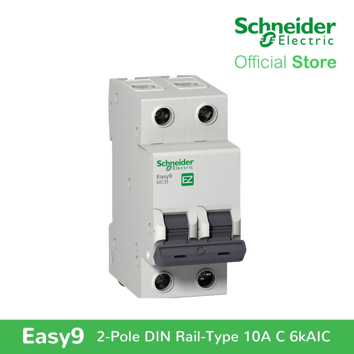 Schneider Easy9 IEC 2P 10A C DIN-Rail Type Miniature Circuit Breaker 230V 6kAIC (EZ9F56210)