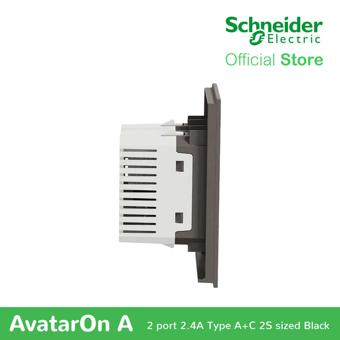 Schneider AvatarOn A 2 USB port 5 V AC-DC USB Charger Outlet - BLACK M3T-USB2-BK | USB Outlet