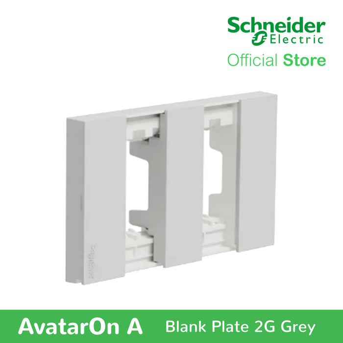 Schneider AvatarOn A 2 gangs Blank Plate - GREY M3T02-GY