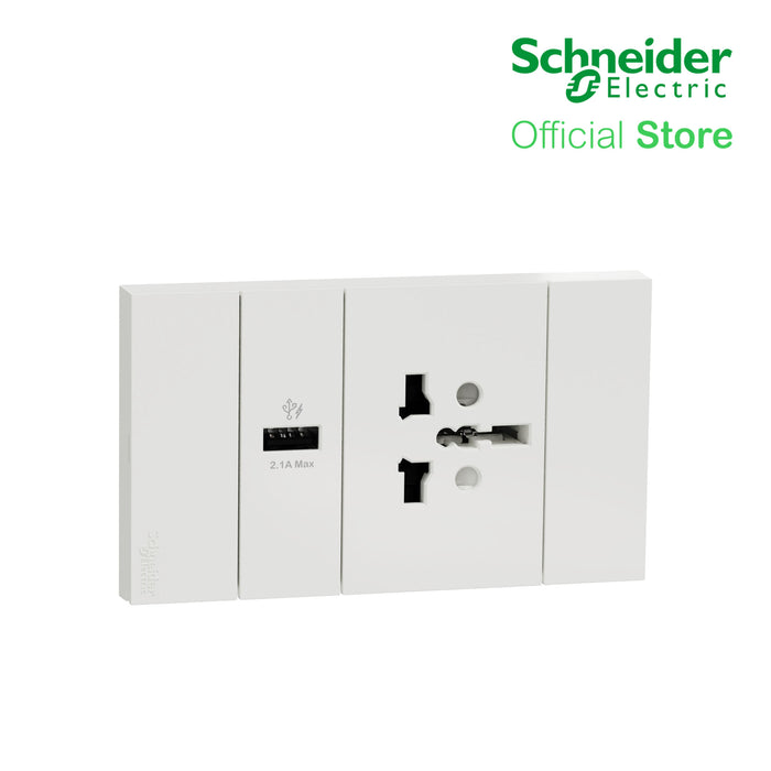 Schneider AvatarOn A 16A 250V USB Charger International Socket White A70426USB-IS-WE