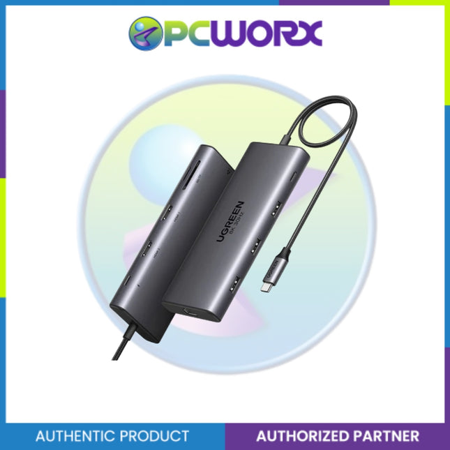 Ugreen CM639 15534 10-in-1 USB-C to 1*USB3.0+2*USB2.0+USB-C3.0+2*HDMI+RJ45 Gray