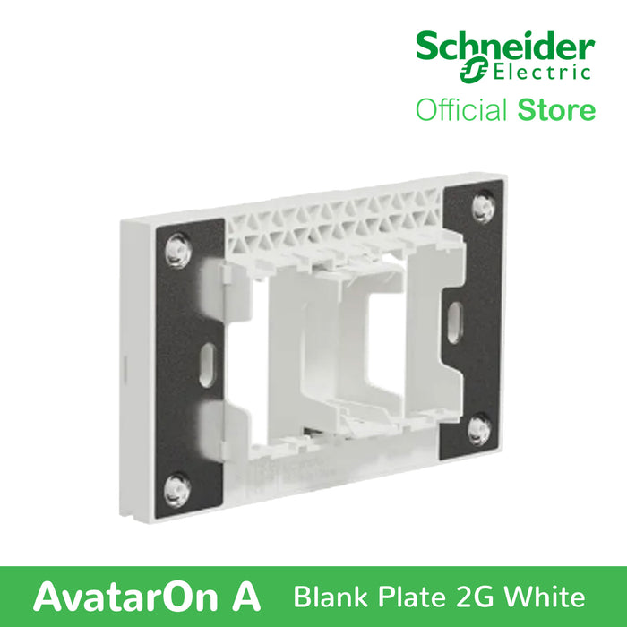 Schneider AvatarOn A 2 gangs Blank Plate - WHITE M3T02-WE