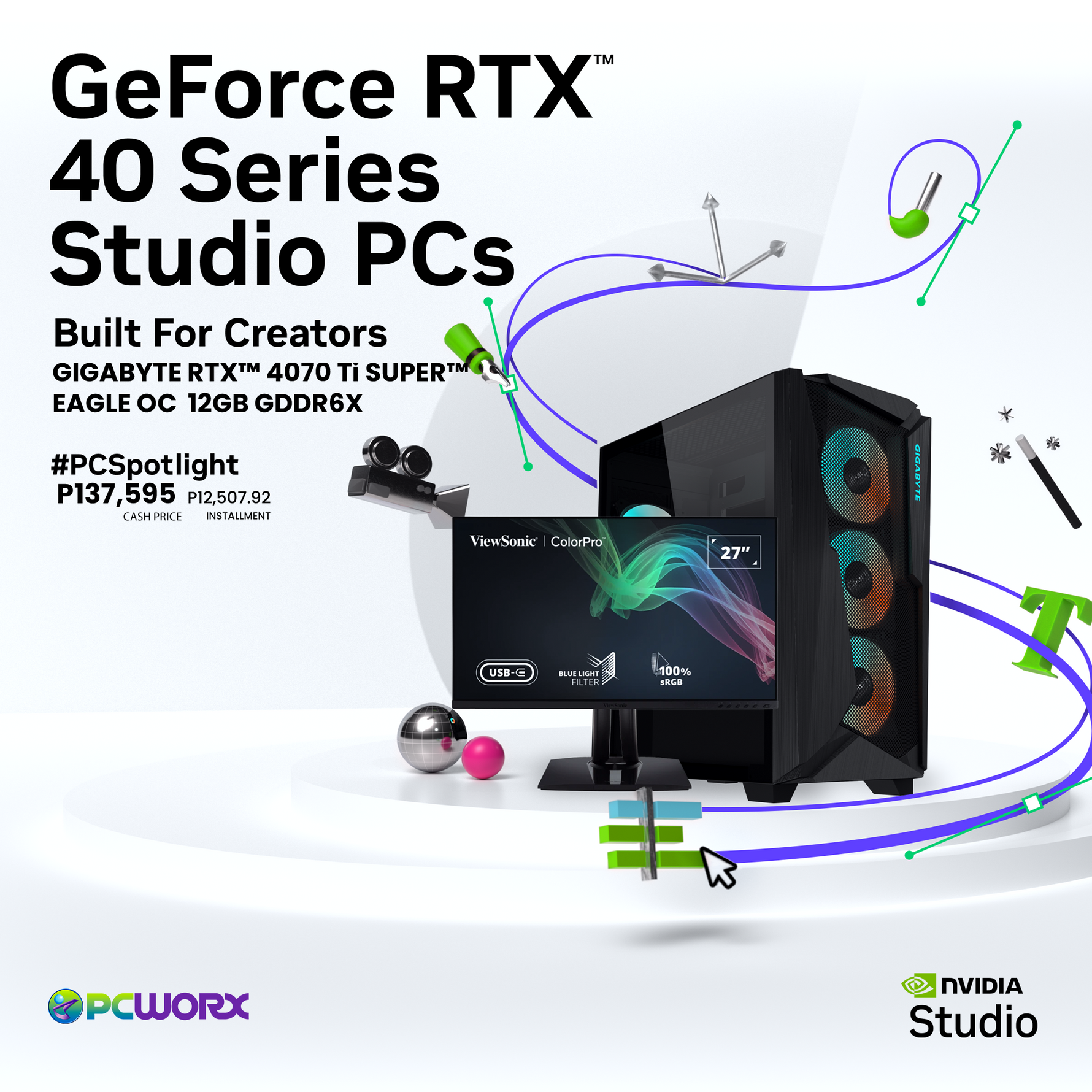 Gigabyte NVIDIA® GeForce RTX™ 4070 SUPER Eagle OC 12GB GDDR6X Graphics Card