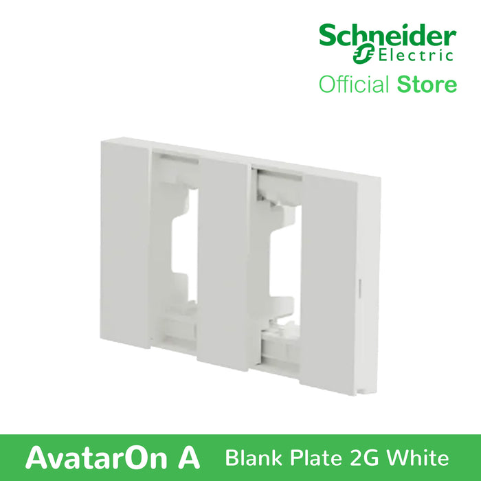 Schneider AvatarOn A 2 gangs Blank Plate - WHITE M3T02-WE