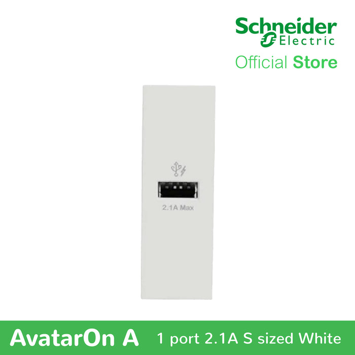 Schneider AvatarOn A 1 USB port 5 V AC-DC USB Charger Outlet - WHITE M3T-USB-WE