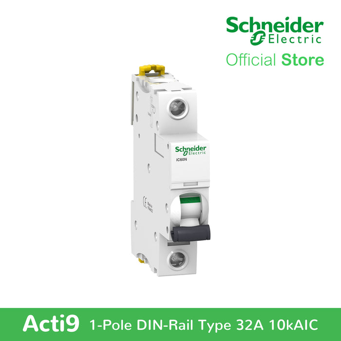 Schneider Acti9 IEC, 1-Pole 32A DIN-Rail Type Circuit Breaker 230/400V 10 KAIC (A9F74132)