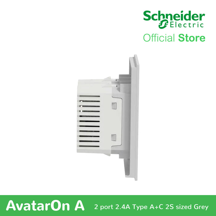 Schneider AvatarOn A 2 USB port 5 V AC-DC USB Charger outlet - GREY M3T-USB2-GY | USB Outlet