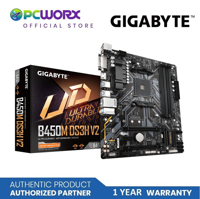 Gigabyte GA-B450M-DS3H-V2 4-DIMM DDR4 AM4 AVL MATX | Gaming Motherboard | Gigabyte Motherboard