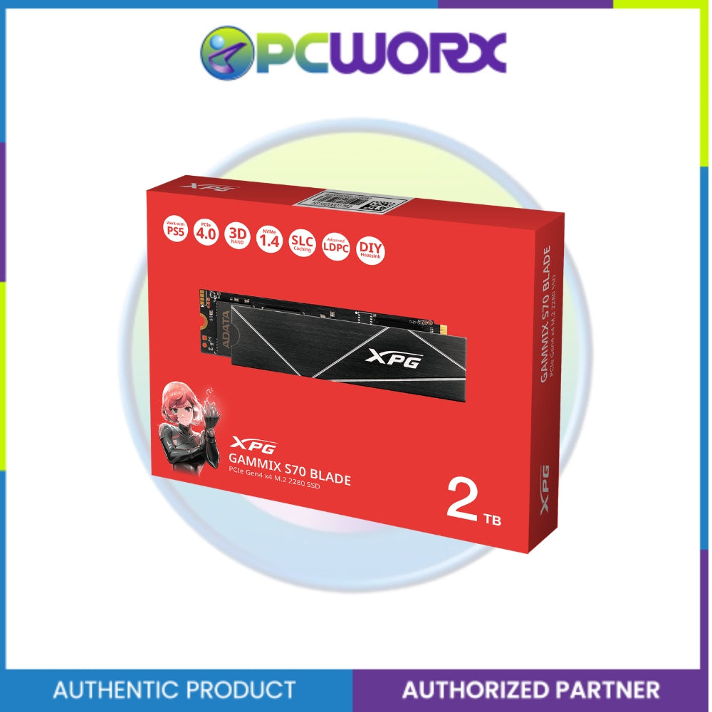 Adata AD-AGAMMIXS70B-2T-CS XPG S70 Blade 2TB 2280 M.2 NVMe PCIe 4.0 x4 SSD | PCIe Gen4 M.2 2280 Internal Gaming SSD | Adata Internal SSD