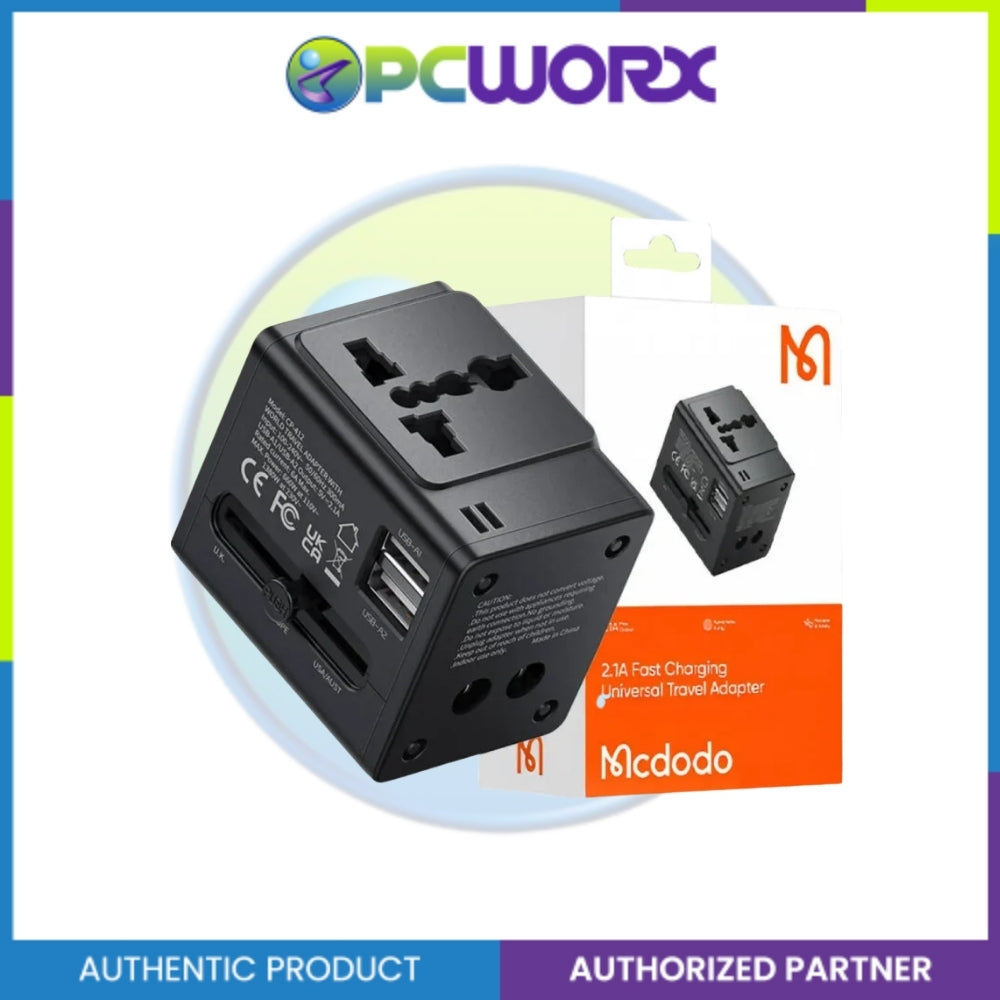 Mcdodo CP-4120 10.5W 2A+1AC Universal Travel Adapter (UK/US/EU/AU) Black