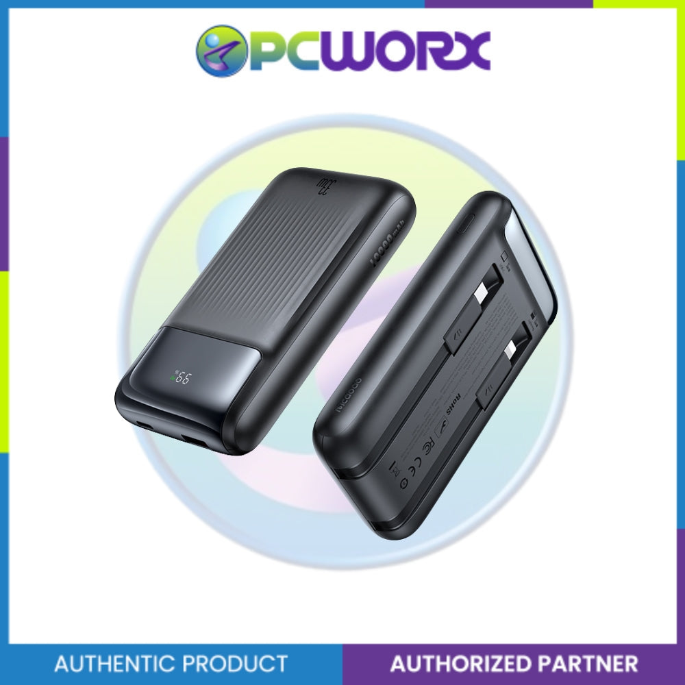 Mcdodo MC-0231 33W Built-in Cables Digital Display 10000mAh Power Bank Black