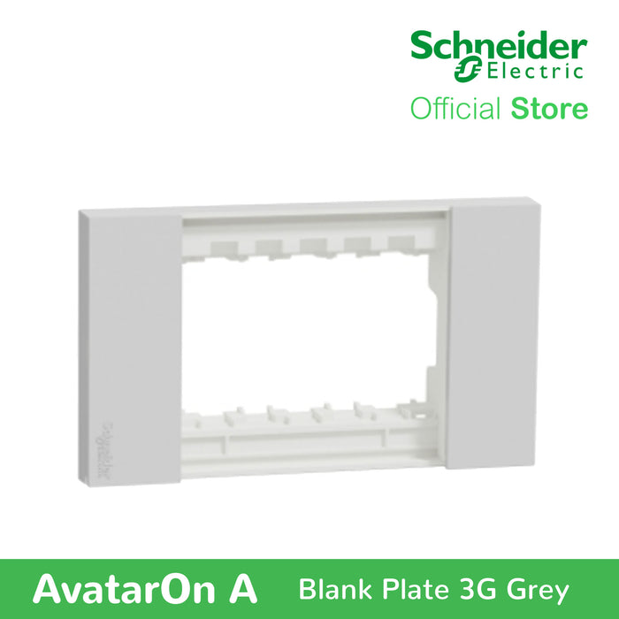 Schneider AvatarOn A 3 gangs Blank Plate - GREY M3T03-GY