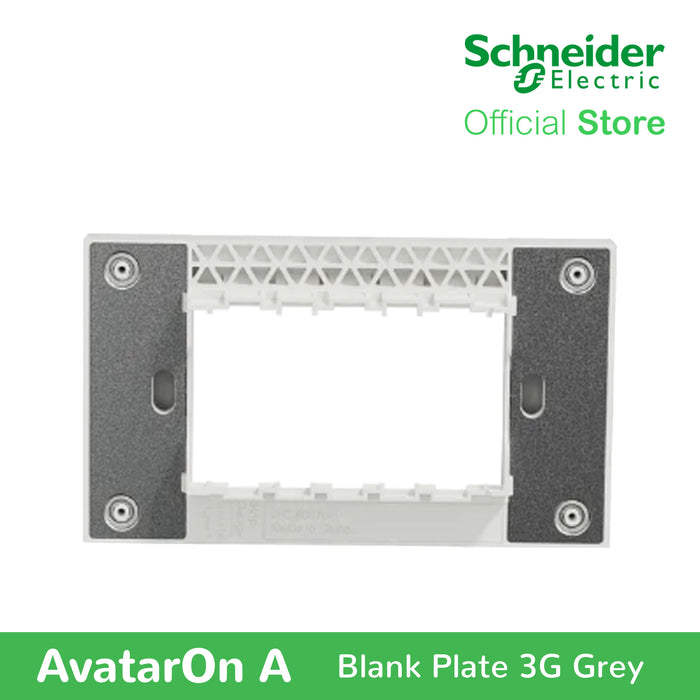 Schneider AvatarOn A 3 gangs Blank Plate - GREY M3T03-GY