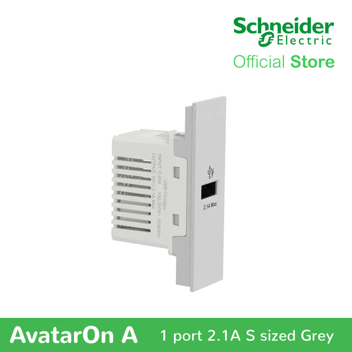 Schneider AvatarOn A 1 USB port 5 V AC-DC USB Charger Outlet - GREY M3T-USB-GY | USB Outlet