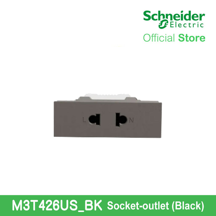 Schneider Socket Outlet Avataron A Universal 16A 250V 2 Pin S Sized Black M3T426US-BK