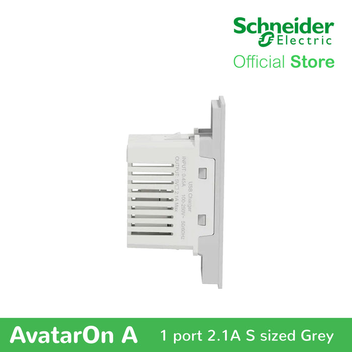 Schneider AvatarOn A 1 USB port 5 V AC-DC USB Charger Outlet - GREY M3T-USB-GY | USB Outlet