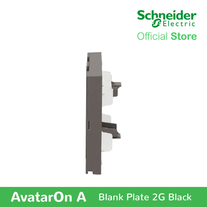 Schneider AvatarOn A 2 gangs Blank Plate - BLACK M3T02-BK