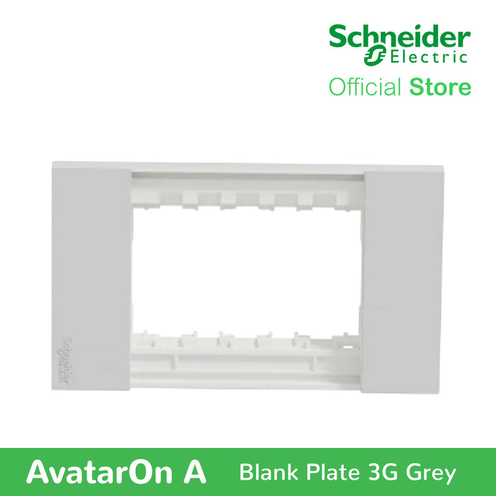 Schneider AvatarOn A 3 gangs Blank Plate - GREY M3T03-GY