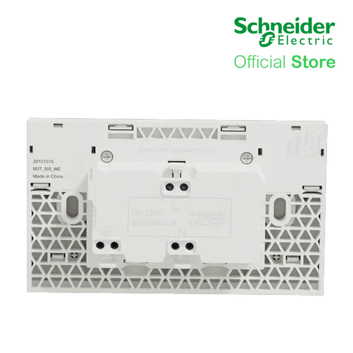 Schneider AvatarOn A Switched Socket Universal 16 A, 250 V, 2G, 3 pin M3T-SIS-WE | Switch Outlet