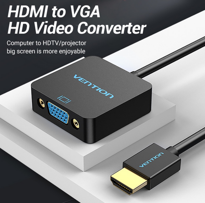 VENTION HDMI to VGA Adapter with Audio HDTV TV AV Video Cable Converter (ACRBB) | HDMI to VGA Cable Adapter | HDMI to VGA Adapter