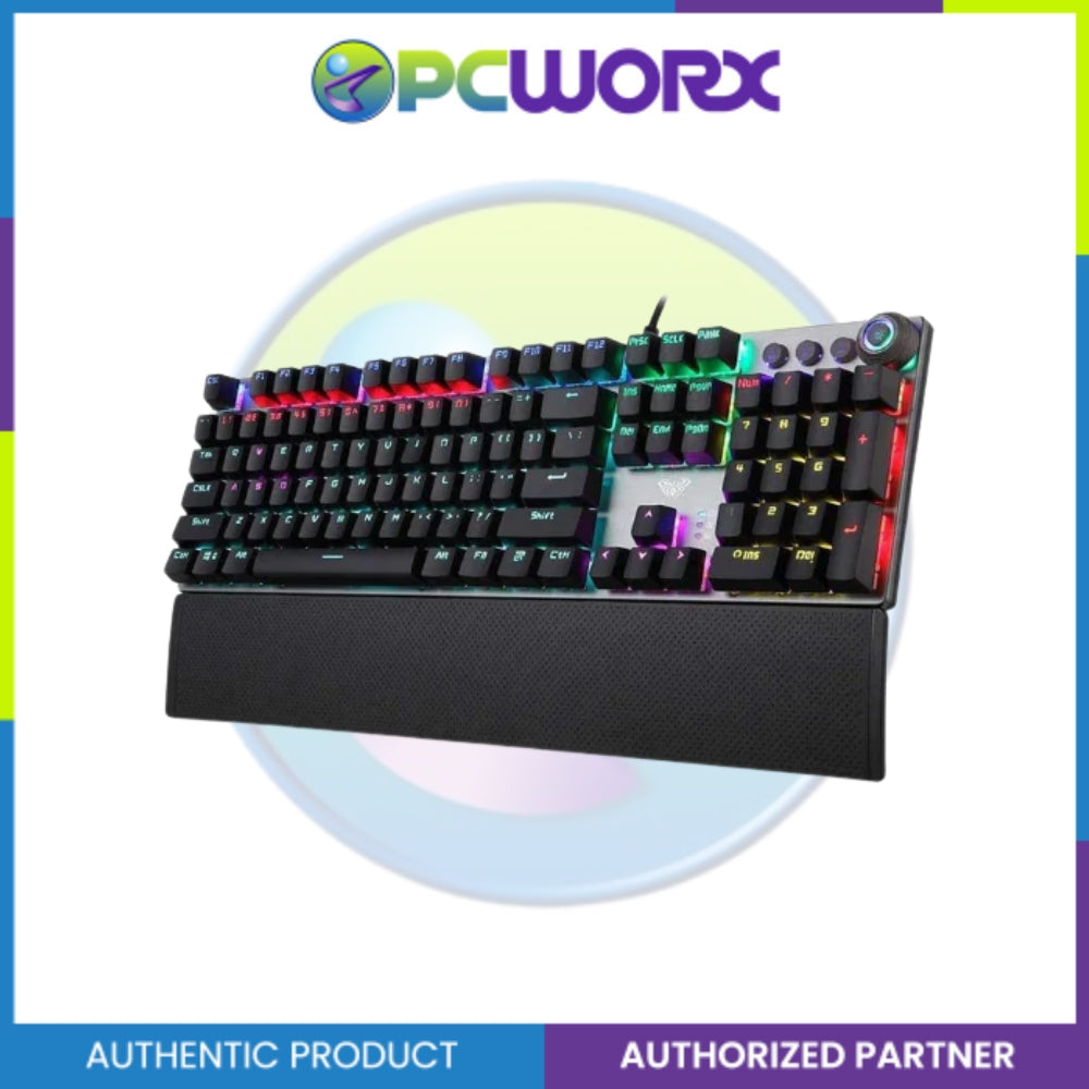 Aula F2088 Mechanical Keyboard Wired with Wrist Rest White I QWERTY KEYBOARD I FULL SIZE KEYBOARD I MECHANICAL KEYBOARD