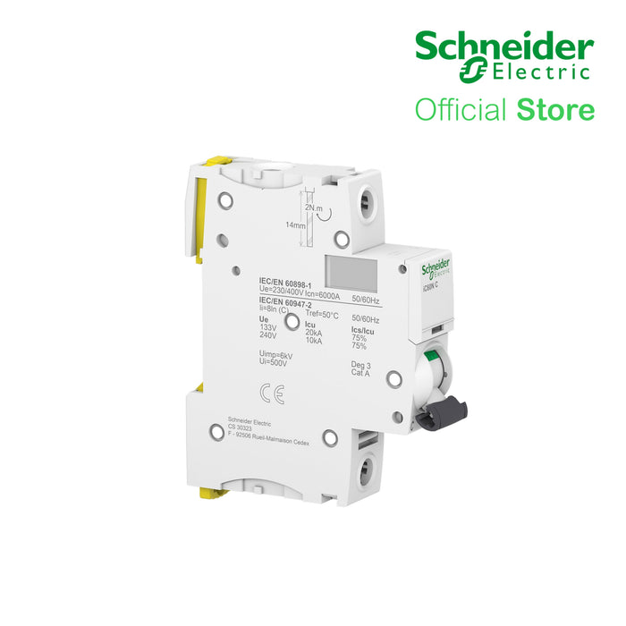 Schneider Acti9 IEC, 1-Pole 20A DIN-Rail Type Circuit Breaker 230/400V 10 KAIC (A9F74120)