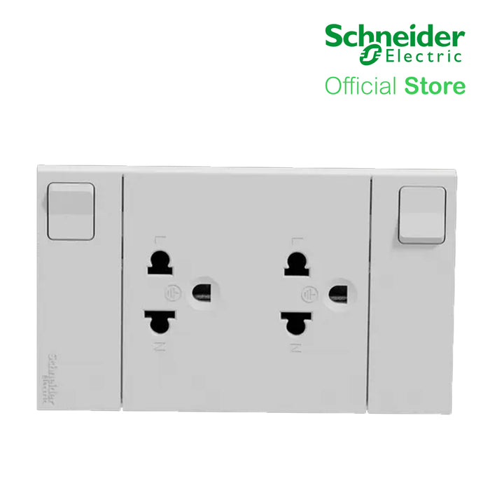 Schneider AvatarOn A Switched Socket Universal 16 A, 250 V, 2G, 3 pin, Grey M3T-SIS-GY | Switch Outlet