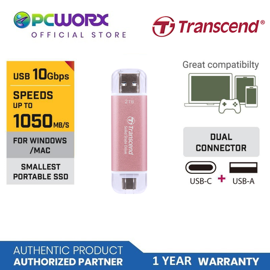 Transcend ESD310C Type C - USB Portable SSD | 256GB, 512GB, 1TB, 2TB Pink