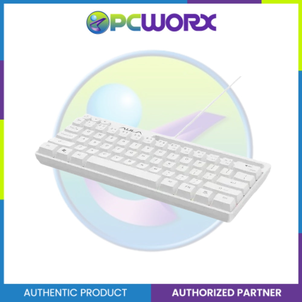 Aula F3061 Membrane Keyboard White | RGB TKL Wired Silicone Keyboard (White)