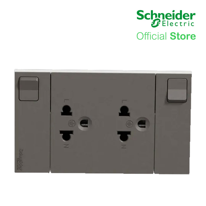 Schneider AvatarOn A Switched Socket Universal 16 A, 250 V, 2G, 3 pin, Black M3T-SIS-BK | Switch Outlet