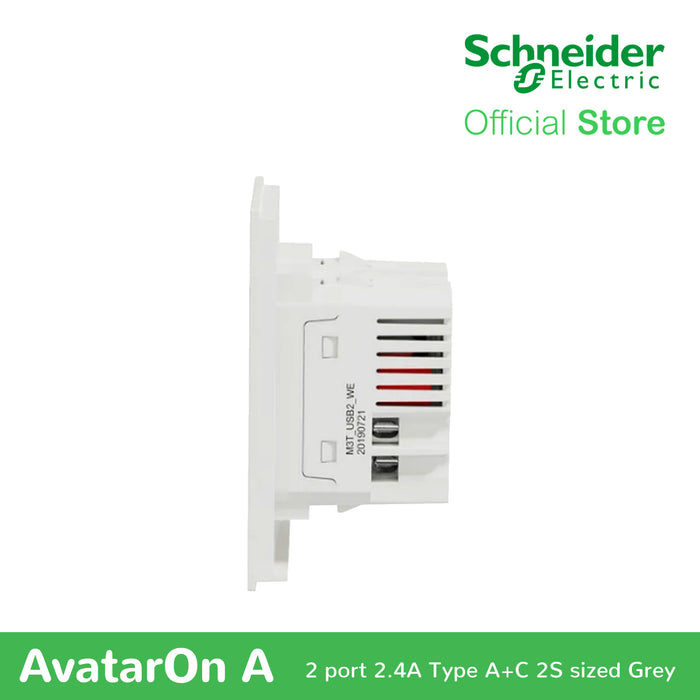 Schneider AvatarOn A 2 USB port 5 V AC-DC USB Charger Outlet - WHITE M3T-USB2-WE | USB Outlet