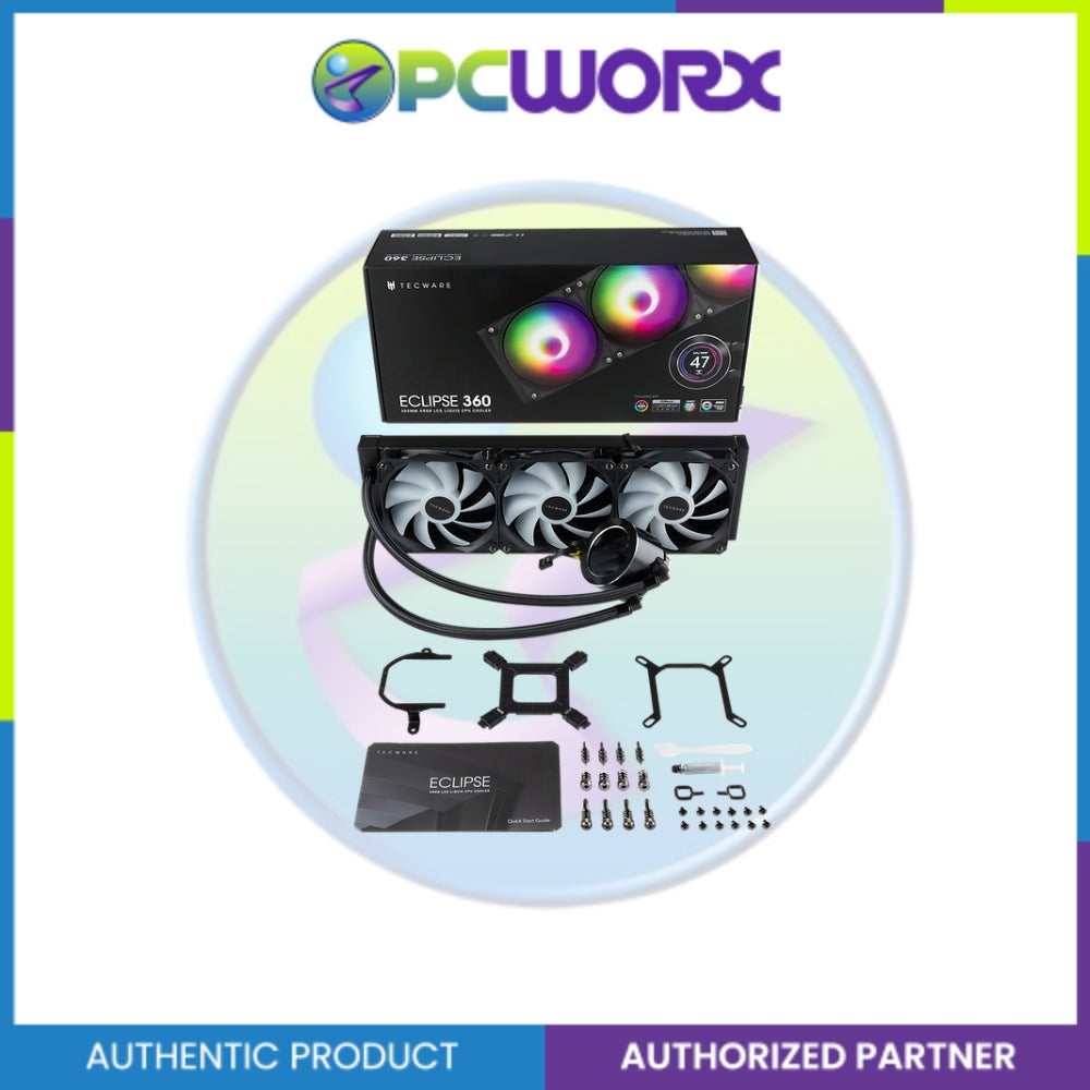 Tecware Eclipse 240/ 360 ARGB LCD AiO CPU Cooler - White/Black