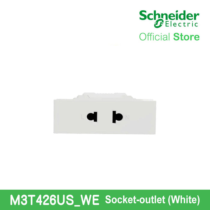 Schneider Socket Outlet AvatarOn A Universal 16A 250V 2 Pin S Sized White M3T426US-WE