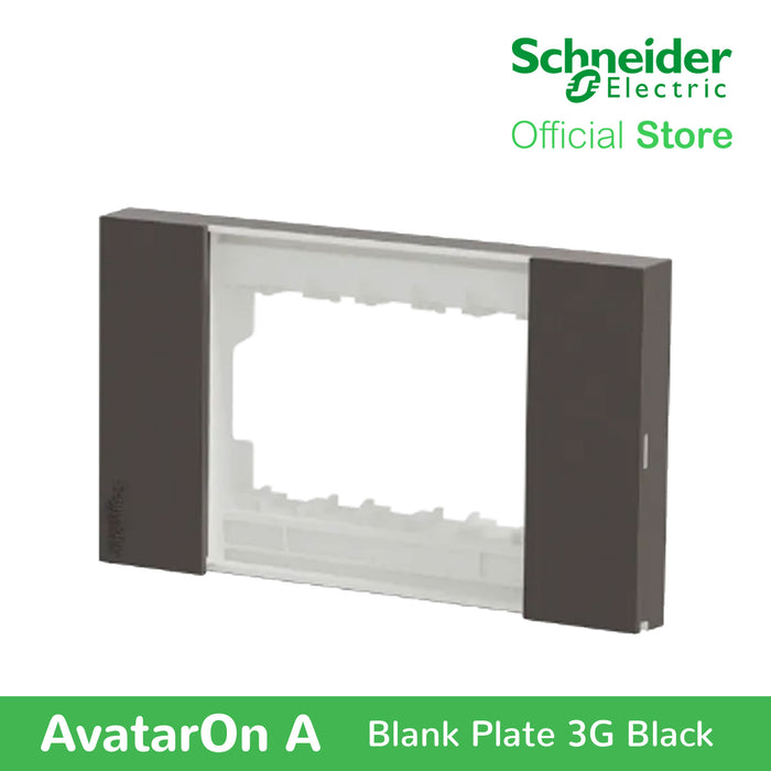 Schneider AvatarOn A 3 gangs Blank Plate - BLACK M3T03-BK