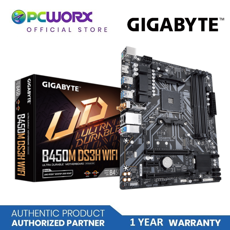Gigabyte GA B450M DS3H WIFI 4 DIMM DDR4 AM4 MATX Mother board Gigaby PCWORX
