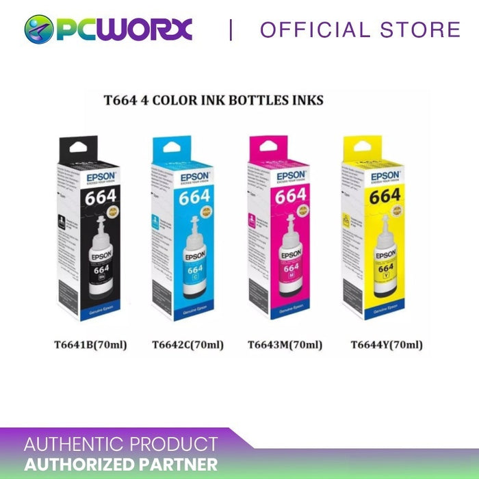 Epson T664 Original Ink Bottle Set (Black, Cyan , Magenta And Yellow)