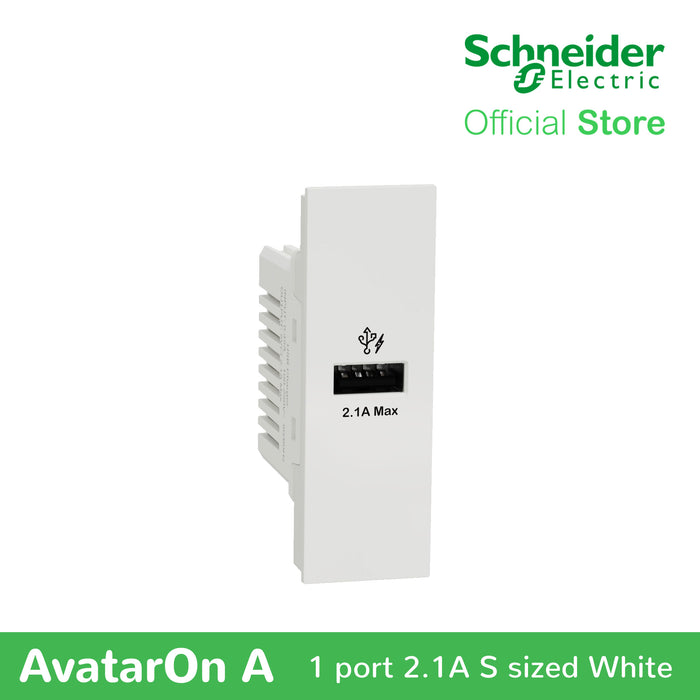 Schneider AvatarOn A 1 USB port 5 V AC-DC USB Charger Outlet - WHITE M3T-USB-WE