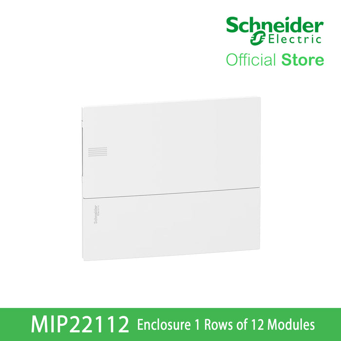 Schneider Enclosure Resi9 MP Flush Mounting 1 Row of 12 Modules IP40 White Door 1 Earth + 1 Neutral Terminal Blocks MIP22112