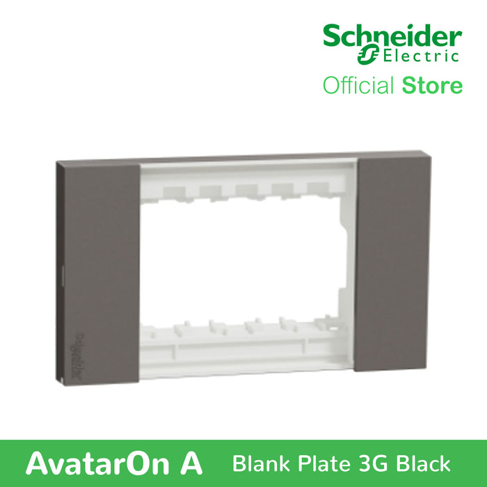 Schneider AvatarOn A 3 gangs Blank Plate - BLACK M3T03-BK