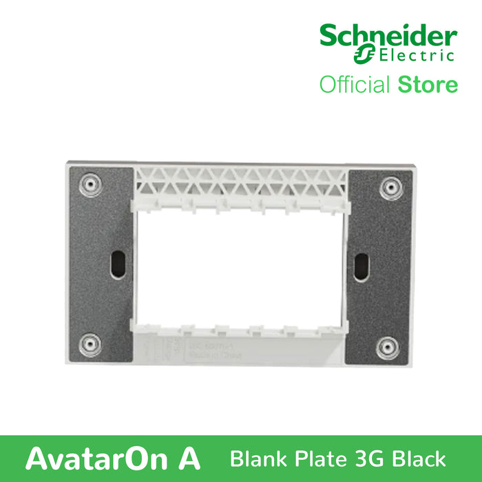 Schneider AvatarOn A 3 gangs Blank Plate - BLACK M3T03-BK