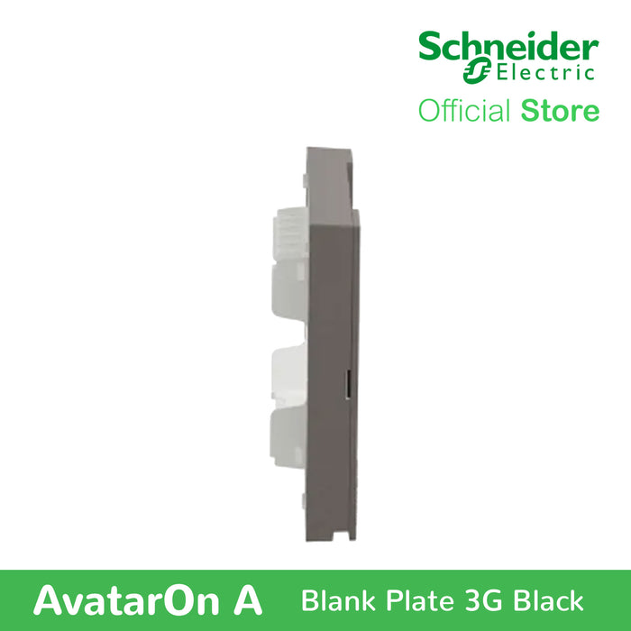 Schneider AvatarOn A 3 gangs Blank Plate - BLACK M3T03-BK