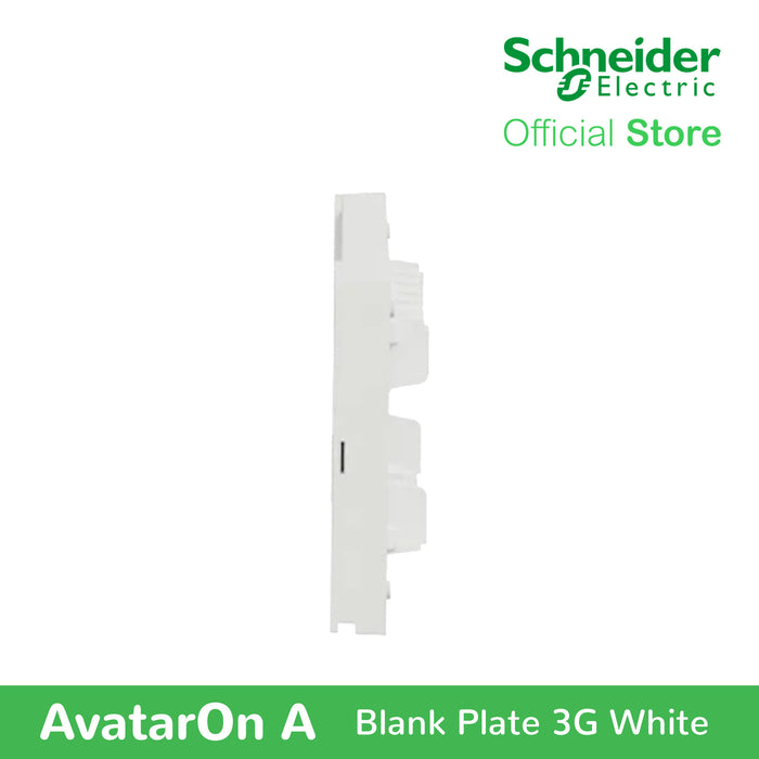 Schneider AvatarOn A 3 gangs Blank Plate - WHITE M3T03-WE